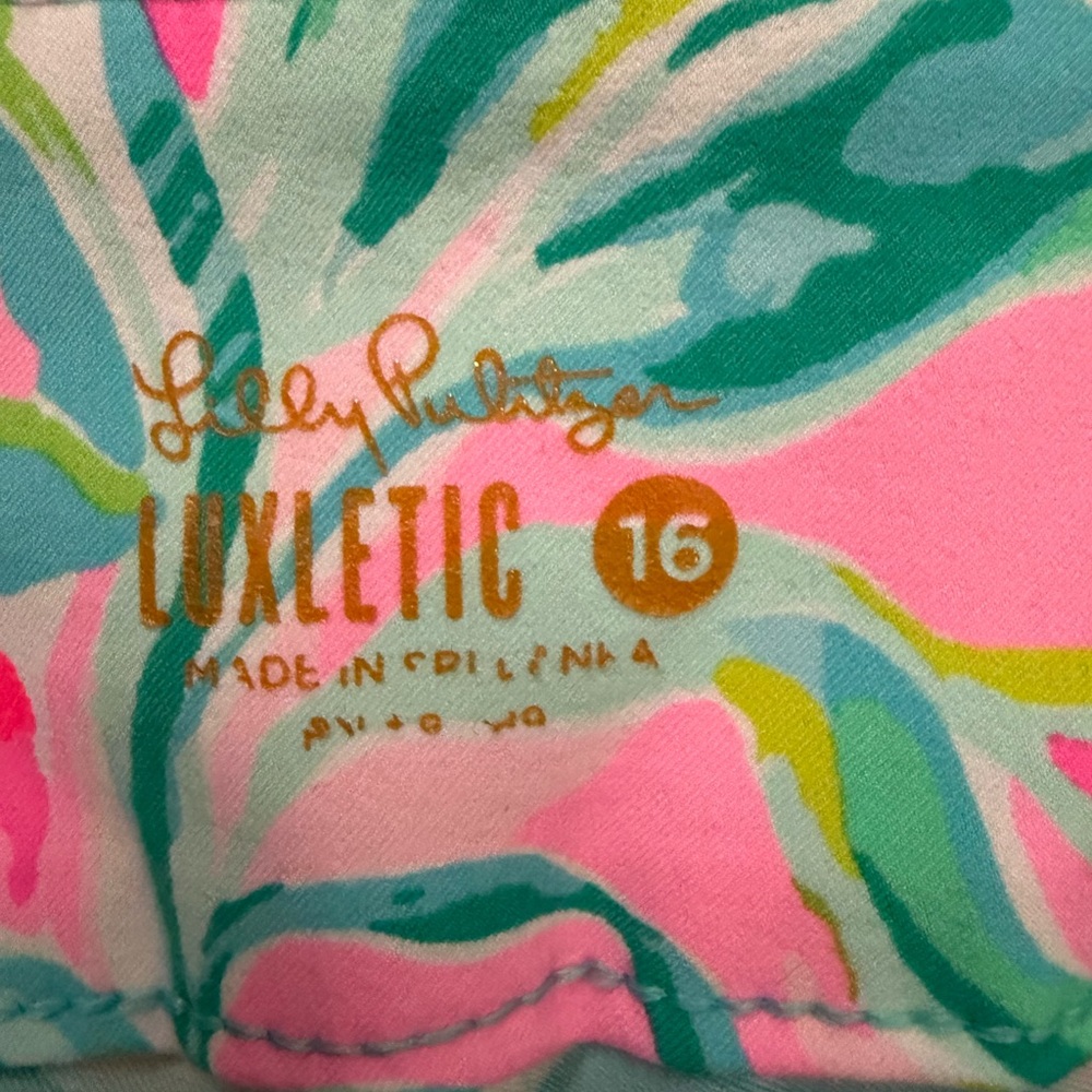 Lilly Pulitzer Tropical Print Bermuda Shorts - Aqua, Pink & Lime - Picture 3 of 5